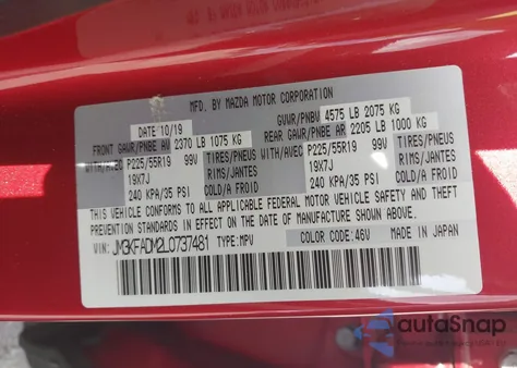 2020 Mazda Cx-5 Grand Touring from USA, damaged, VIN JM3KFADM2L0737481